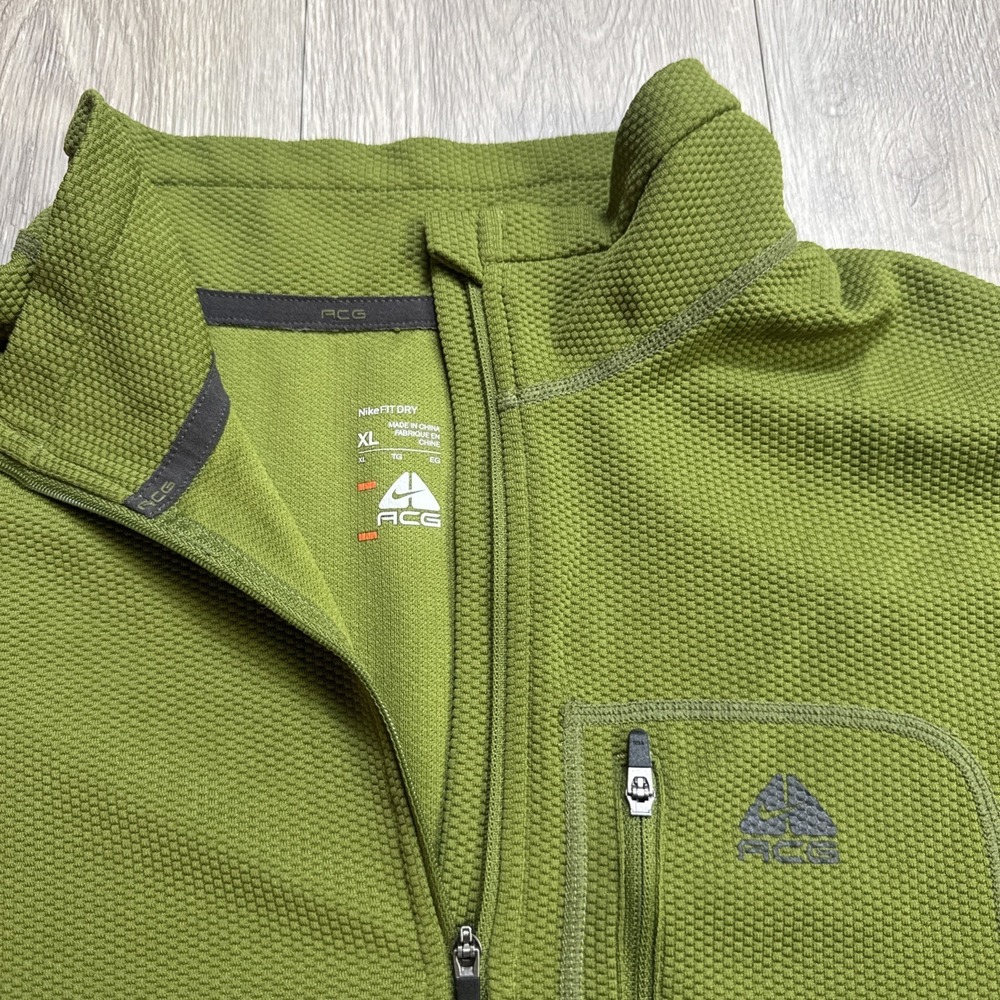 Nike ACG Fit Dry Quarter 1/4 Zip Mock Neck Pullover Sweatshirt Green Sz XL Slim